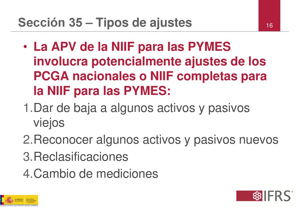 Sección 35 – Tipos de ajustes