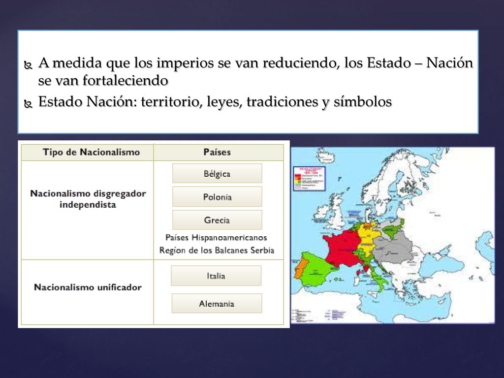 A medida que los imperios se van reduciendo, los Estado – Nación se van fortaleciendo