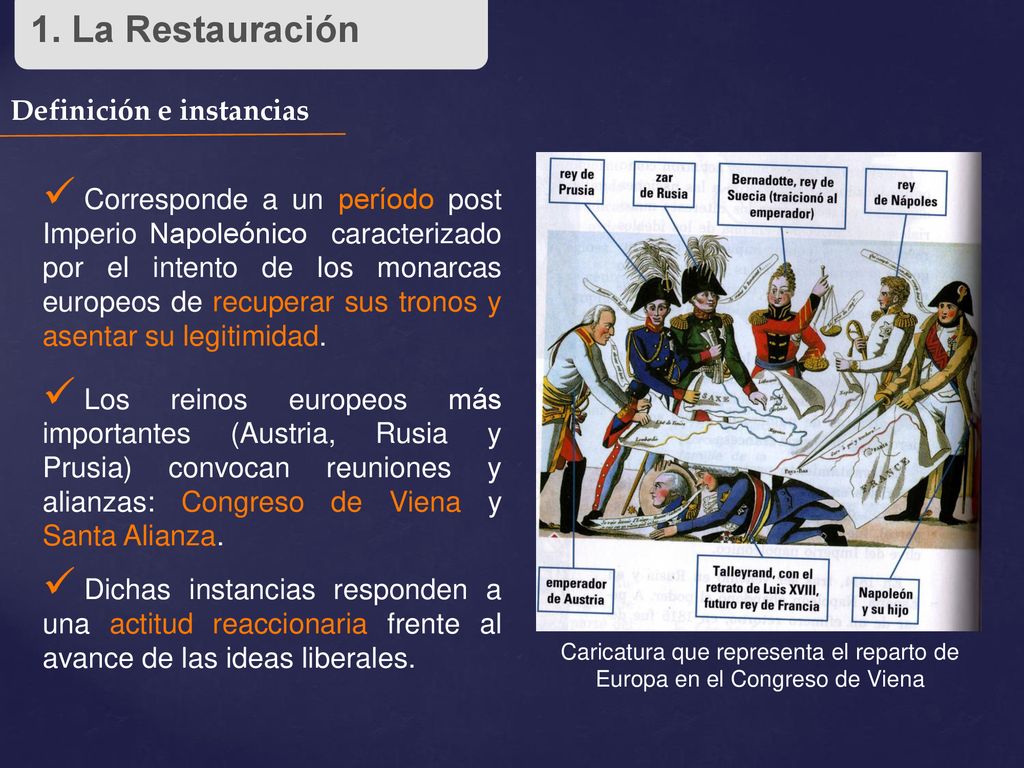 Caricatura que representa el reparto de Europa en el Congreso de Viena