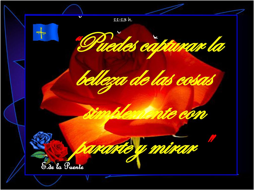 11:13 h. Puedes capturar la belleza de las cosas simplemente con pararte y mirar E.de la Puente