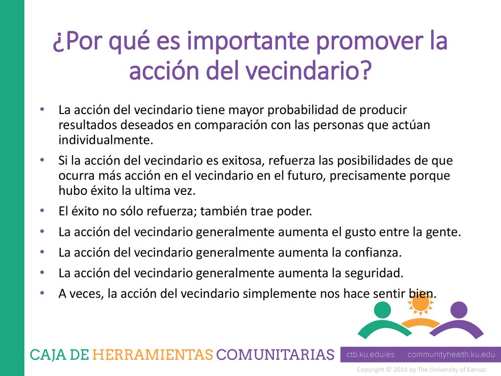 ¿Por qué es importante promover la acción del vecindario