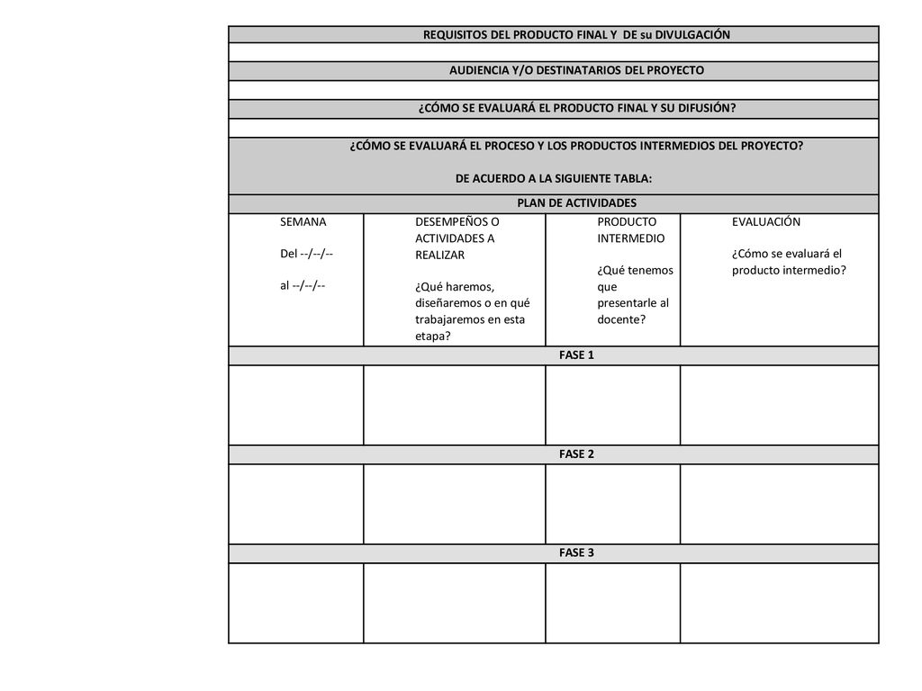REQUISITOS DEL PRODUCTO FINAL Y DE su DIVULGACIÓN