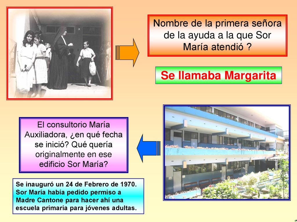 Nombre de la primera señora de la ayuda a la que Sor María atendió