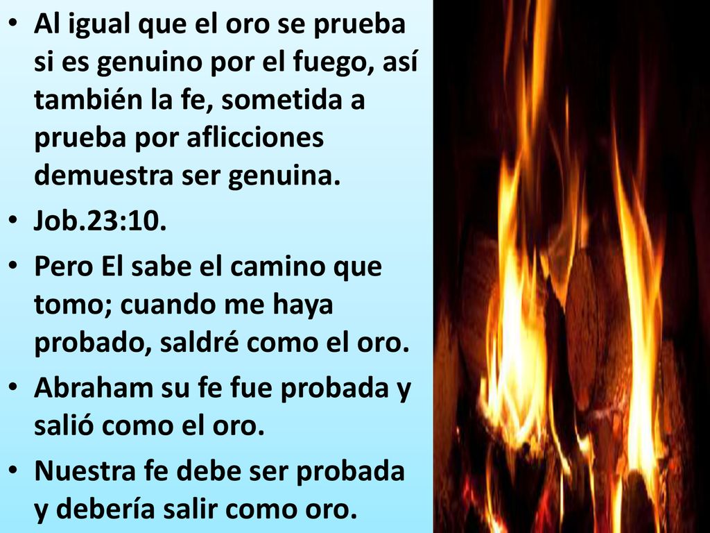 Al igual que el oro se prueba si es genuino por el fuego, así también la fe, sometida a prueba por aflicciones demuestra ser genuina.