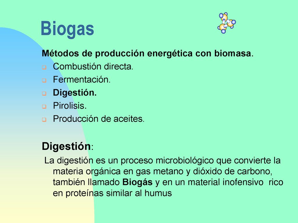 Biogas Digestión: Métodos de producción energética con biomasa.