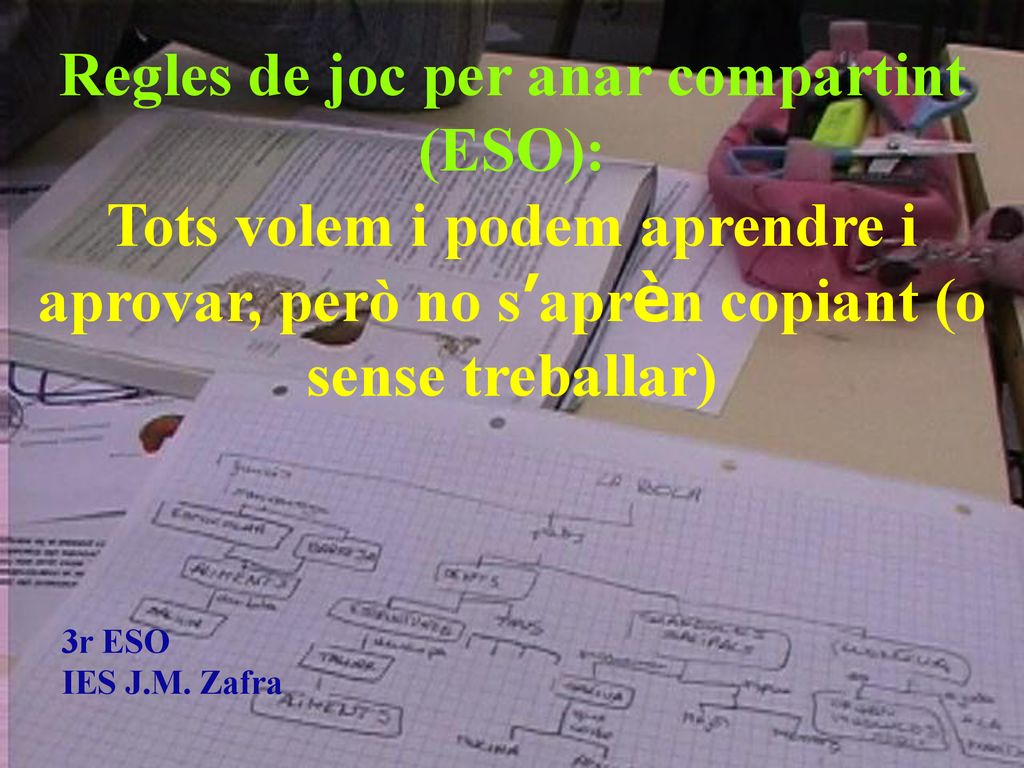 Regles de joc per anar compartint (ESO): Tots volem i podem aprendre i aprovar, però no s’aprèn copiant (o sense treballar)