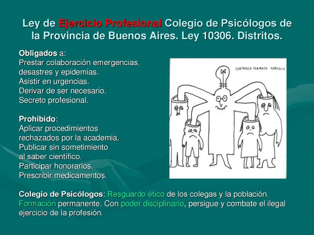 Ley de Ejercicio Profesional Colegio de Psicólogos de la Provincia de Buenos Aires. Ley Distritos.