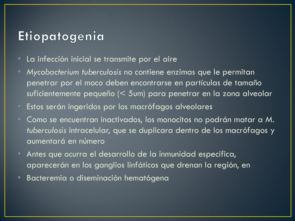 Etiopatogenia La infección inicial se transmite por el aire
