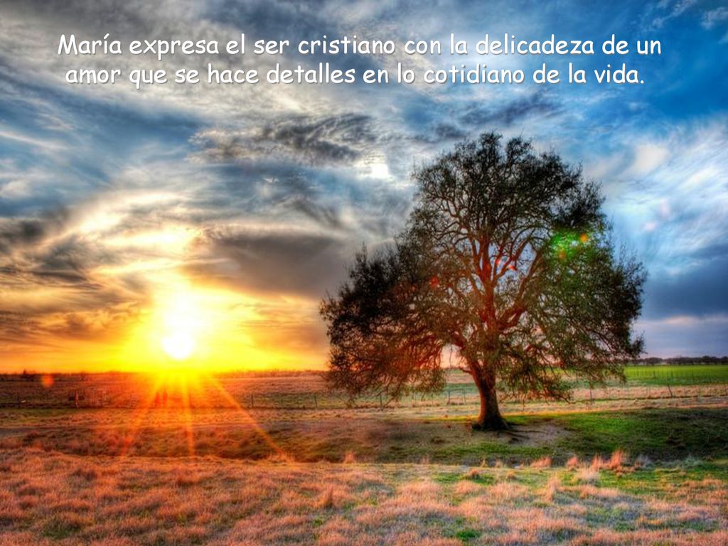 María expresa el ser cristiano con la delicadeza de un amor que se hace detalles en lo cotidiano de la vida.