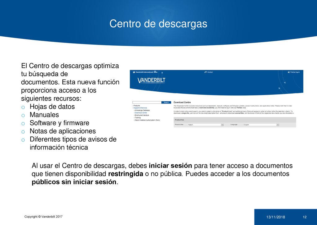 Centro de descargas El Centro de descargas optimiza tu búsqueda de documentos. Esta nueva función proporciona acceso a los siguientes recursos: