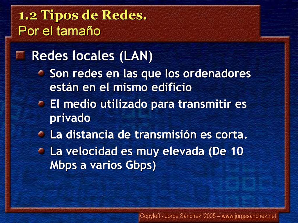 1.2 Tipos de Redes. Por el tamaño