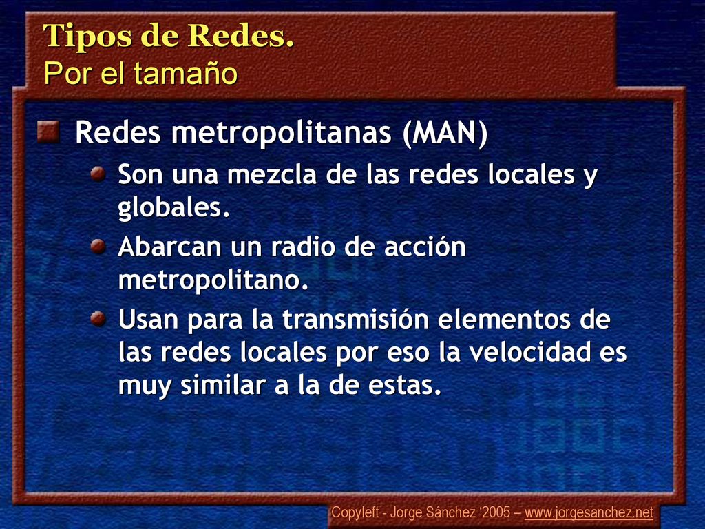 Tipos de Redes. Por el tamaño