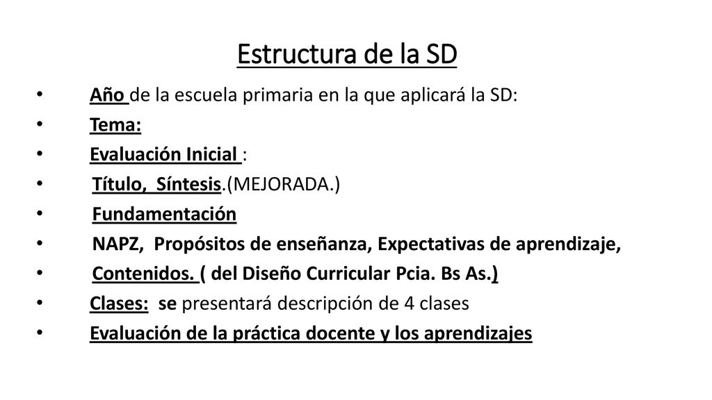 Estructura de la SD Año de la escuela primaria en la que aplicará la SD: Tema: Evaluación Inicial :