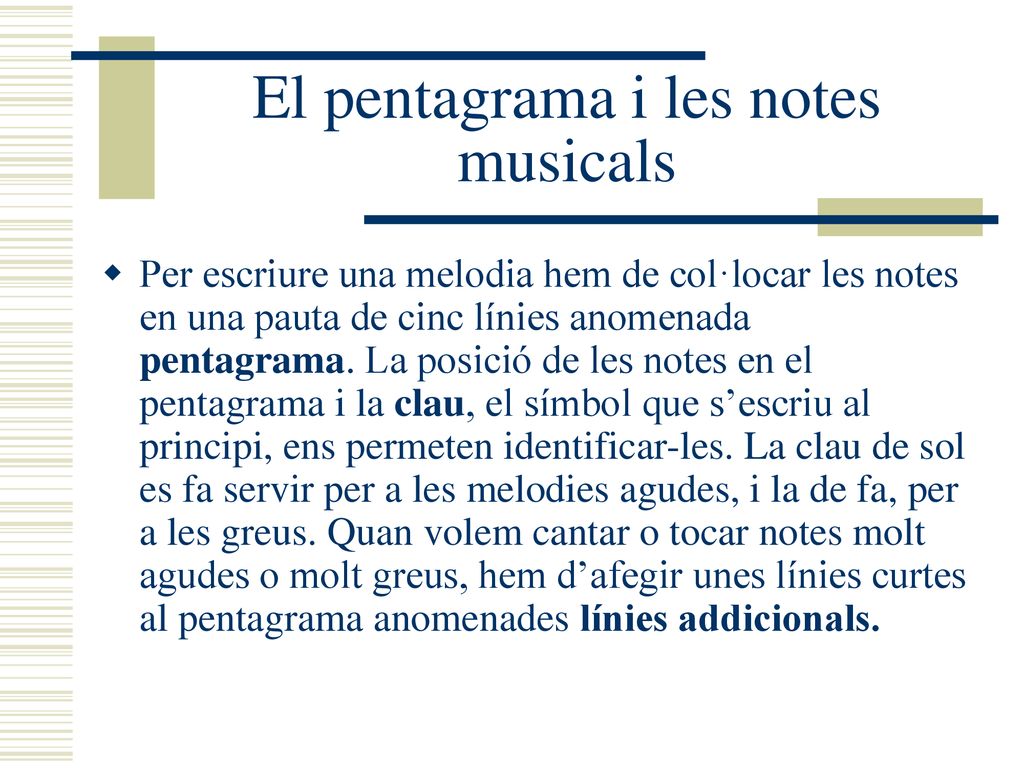 El pentagrama i les notes musicals