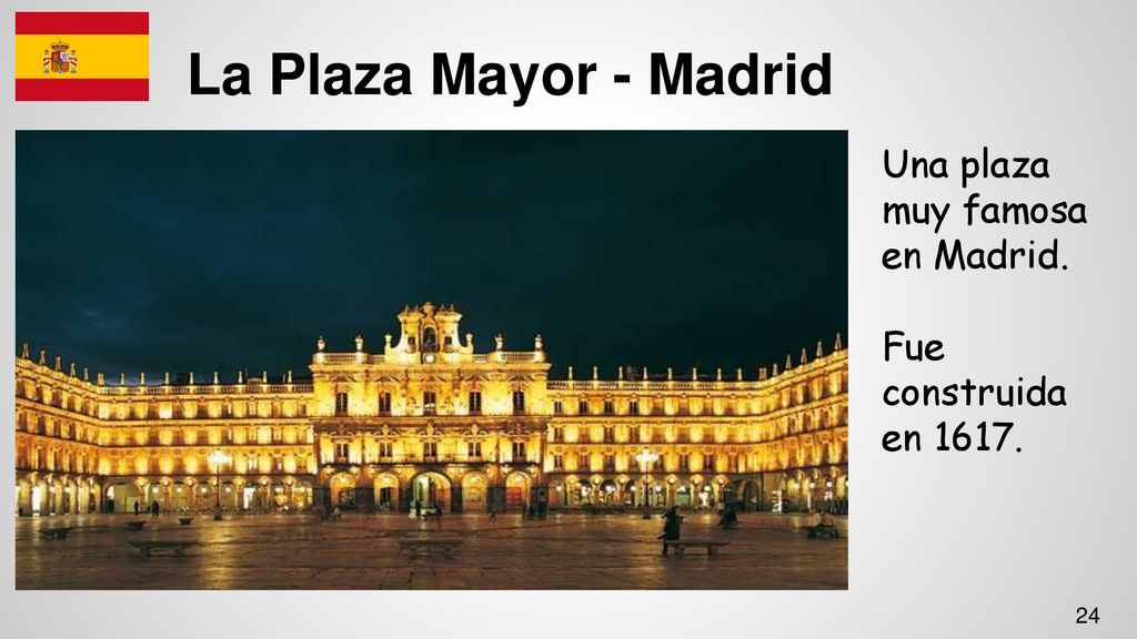 La Plaza Mayor - Madrid Una plaza muy famosa en Madrid.