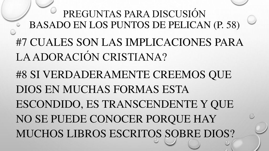 Preguntas para discusión basado en los puntos de pelican (p. 58)