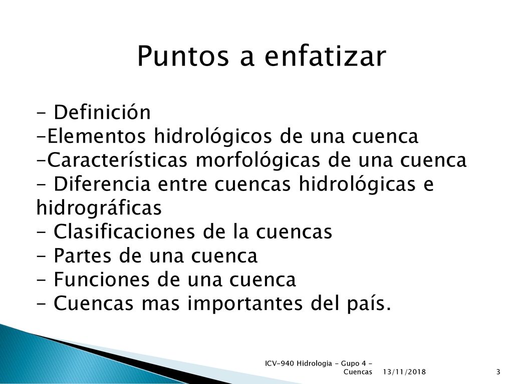 Puntos a enfatizar - Definición Elementos hidrológicos de una cuenca