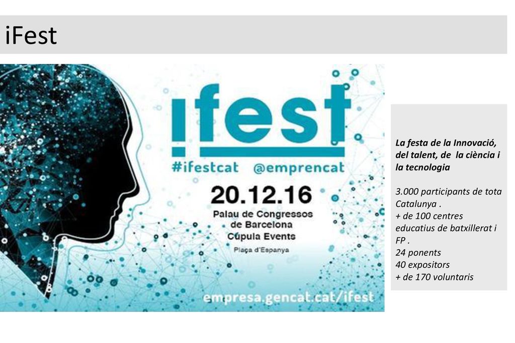 iFest La festa de la Innovació, del talent, de la ciència i la tecnologia participants de tota Catalunya .