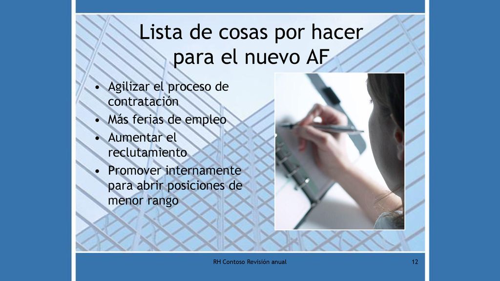 Lista de cosas por hacer para el nuevo AF