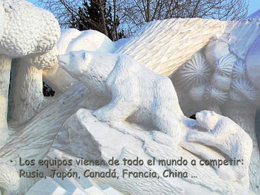 Los equipos vienen de todo el mundo a competir: Rusia, Japón, Canadá, Francia, China …