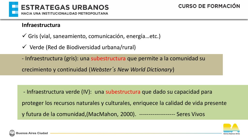 Infraestructura Gris (vial, saneamiento, comunicación, energía…etc.) Verde (Red de Biodiversidad urbana/rural)