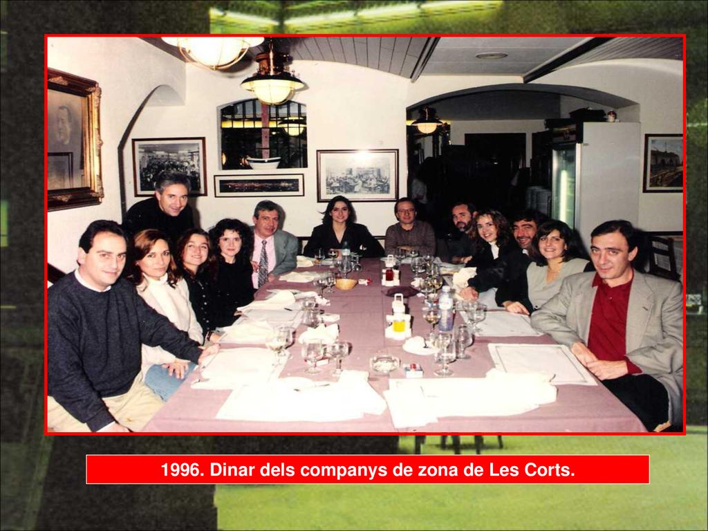 1996. Dinar dels companys de zona de Les Corts.