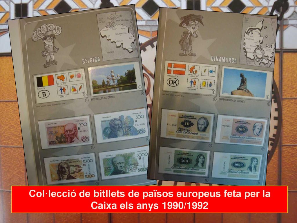 Col·lecció de bitllets de països europeus feta per la Caixa els anys 1990/1992