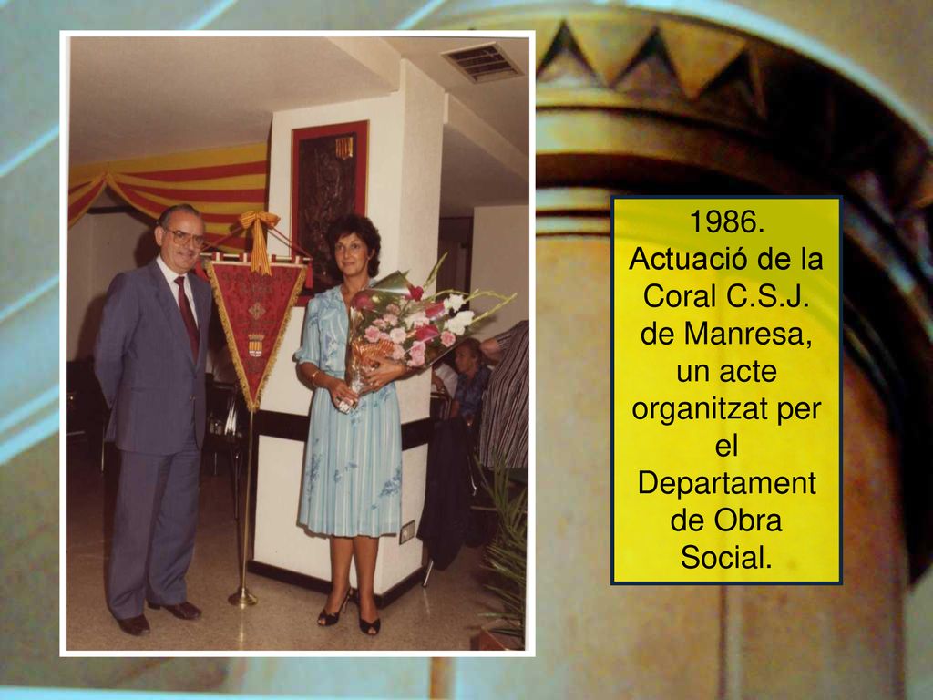 1986. Actuació de la Coral C.S.J. de Manresa, un acte organitzat per el Departament de Obra Social.