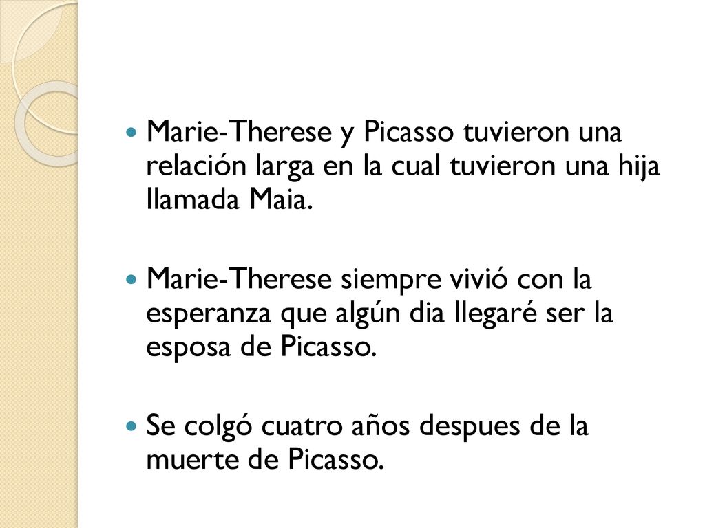 Marie-Therese y Picasso tuvieron una relación larga en la cual tuvieron una hija llamada Maia.