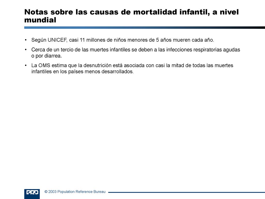 Notas sobre las causas de mortalidad infantil, a nivel mundial