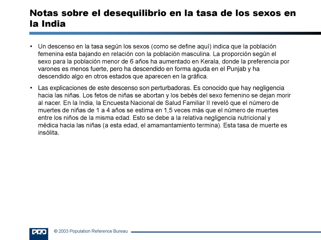 Notas sobre el desequilibrio en la tasa de los sexos en la India