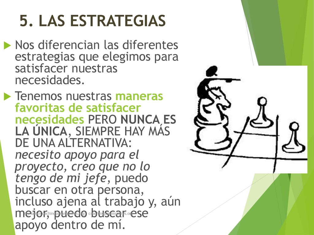 5. LAS ESTRATEGIAS Nos diferencian las diferentes estrategias que elegimos para satisfacer nuestras necesidades.