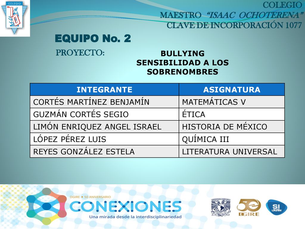 COLEGIO MAESTRO ISAAC OCHOTERENA CLAVE DE INCORPORACIÓN 1077