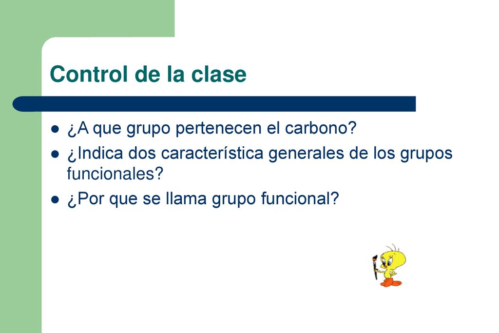 Control de la clase ¿A que grupo pertenecen el carbono