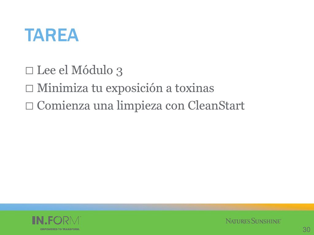 TAREA Lee el Módulo 3 Minimiza tu exposición a toxinas