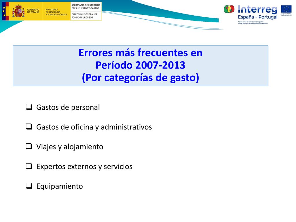 Errores más frecuentes en Período (Por categorías de gasto)