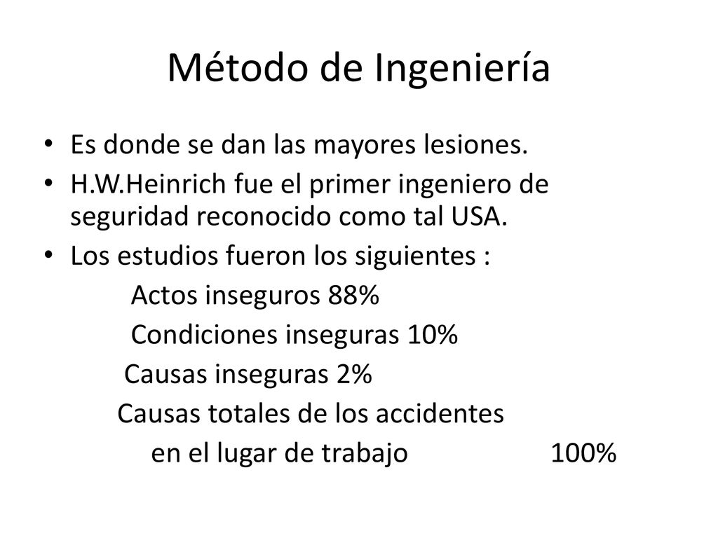 Método de Ingeniería Es donde se dan las mayores lesiones.