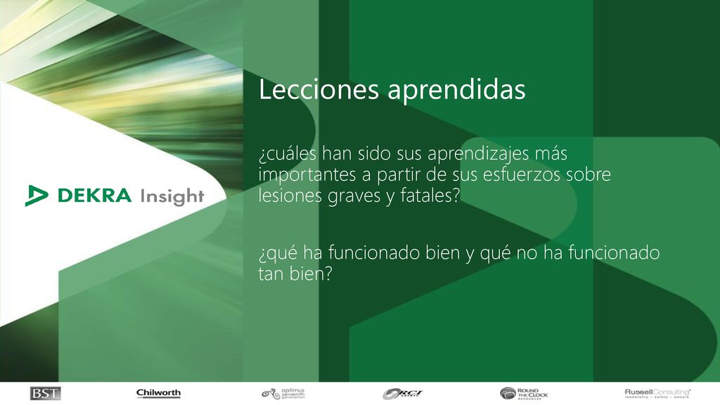 Lecciones aprendidas ¿cuáles han sido sus aprendizajes más importantes a partir de sus esfuerzos sobre lesiones graves y fatales