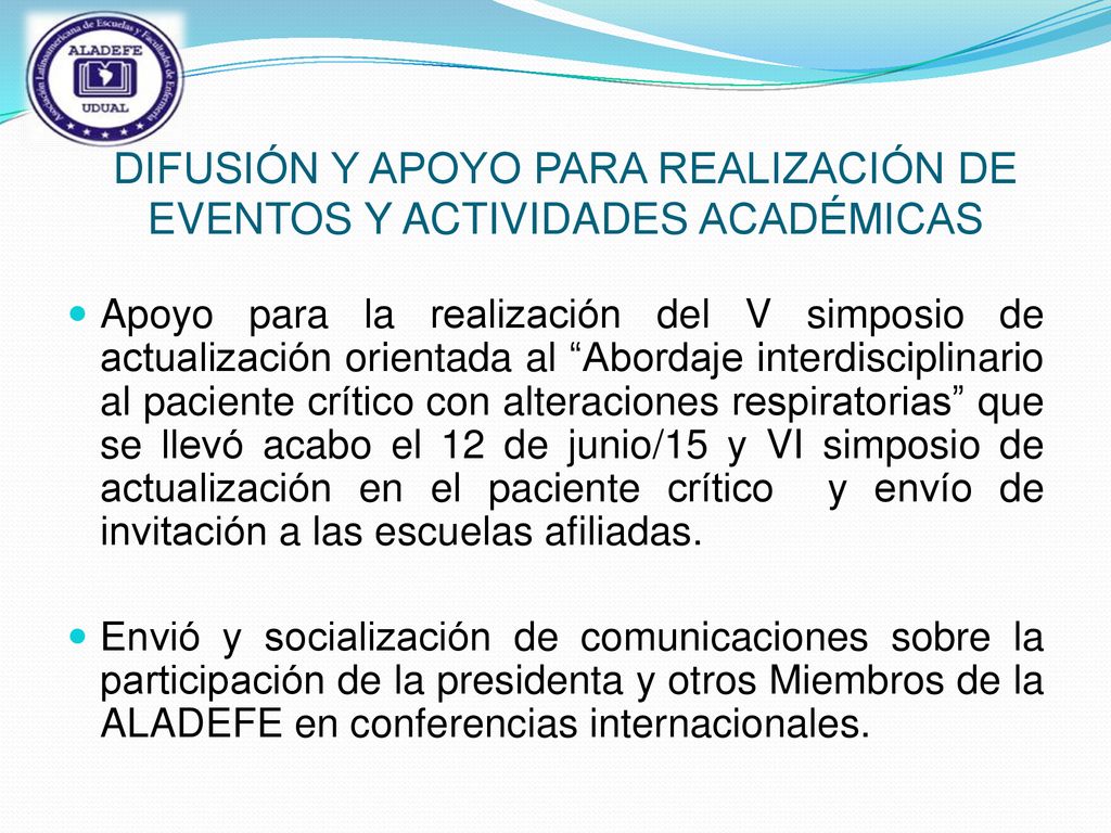 DIFUSIÓN Y APOYO PARA REALIZACIÓN DE EVENTOS Y ACTIVIDADES ACADÉMICAS