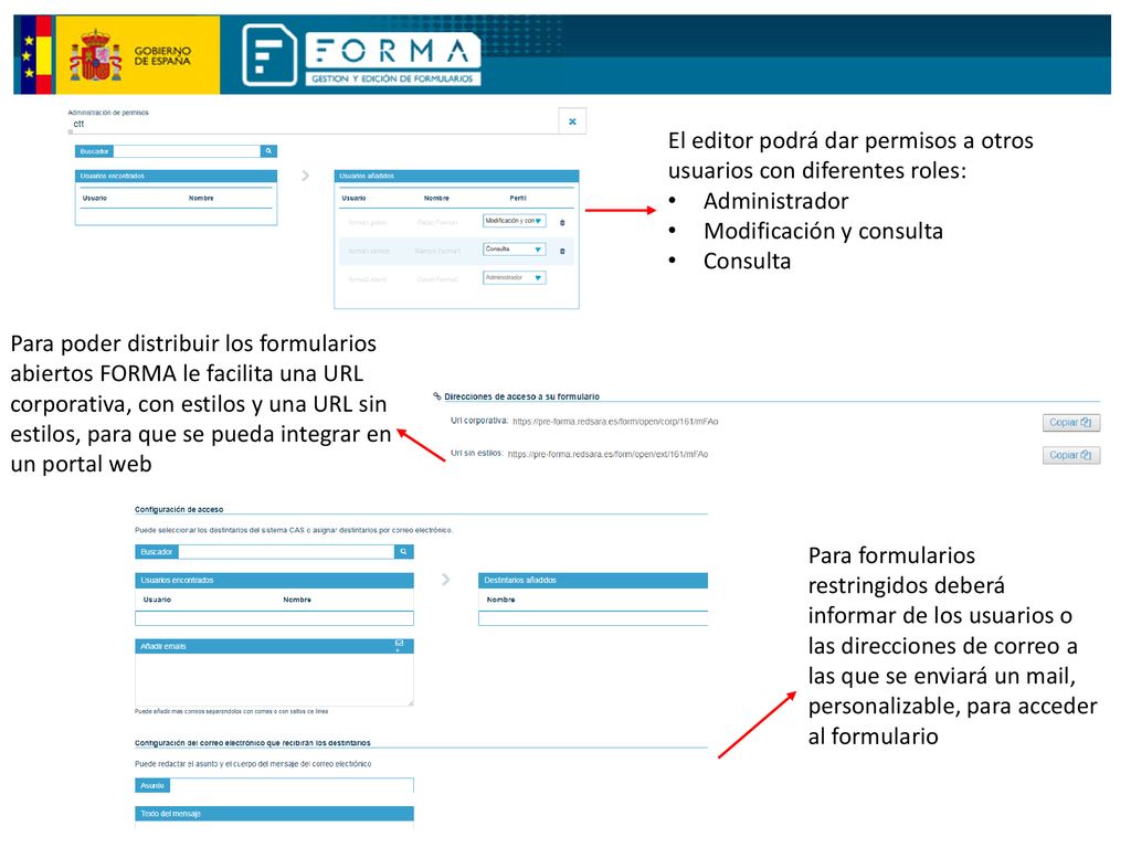 El editor podrá dar permisos a otros usuarios con diferentes roles:
