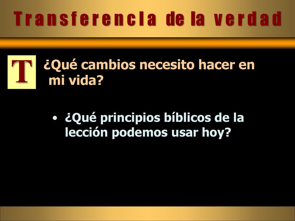 T r a n s f e r e n c I a de la v e r d a d