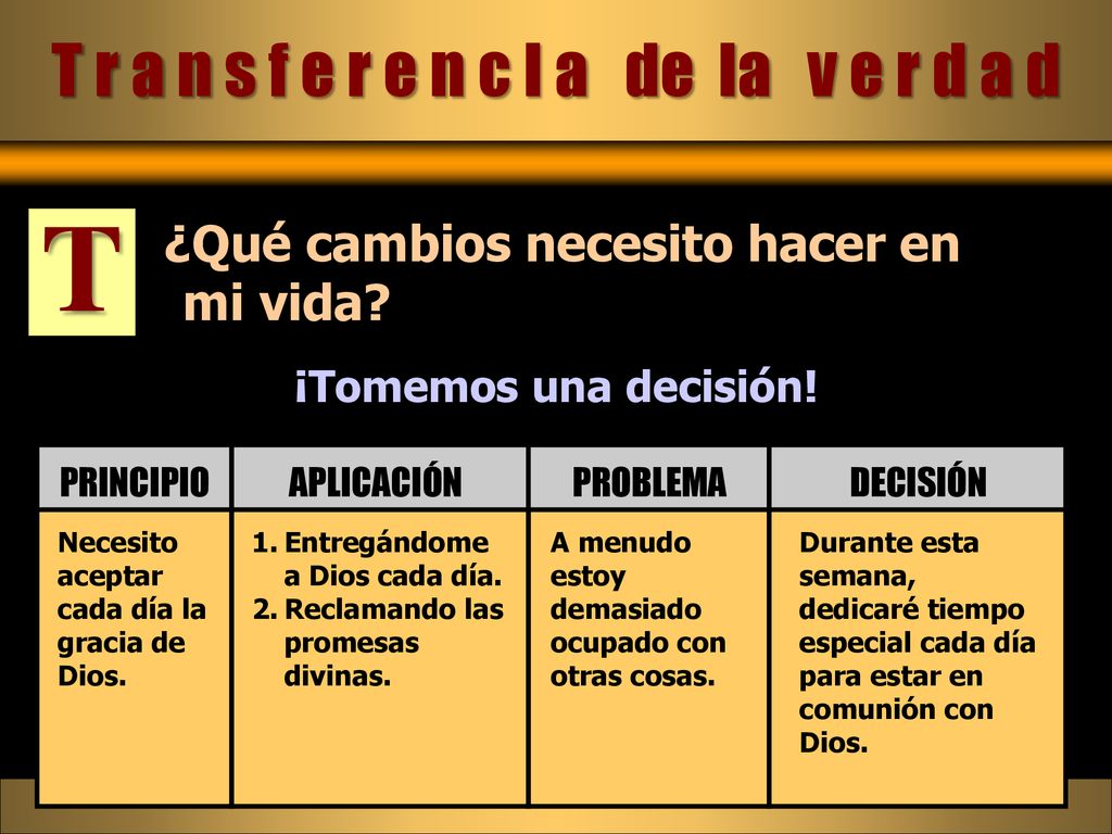 T r a n s f e r e n c I a de la v e r d a d