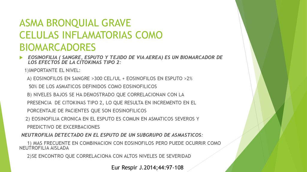 ASMA BRONQUIAL GRAVE CELULAS INFLAMATORIAS COMO BIOMARCADORES