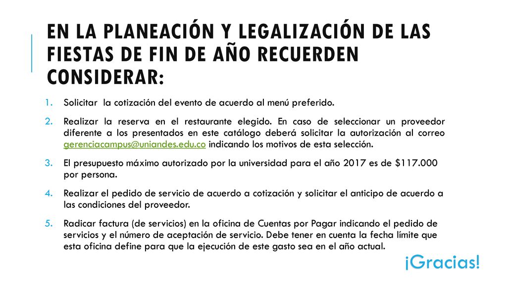 En la planeación y legalización de las fiestas de fin de año recuerden considerar: