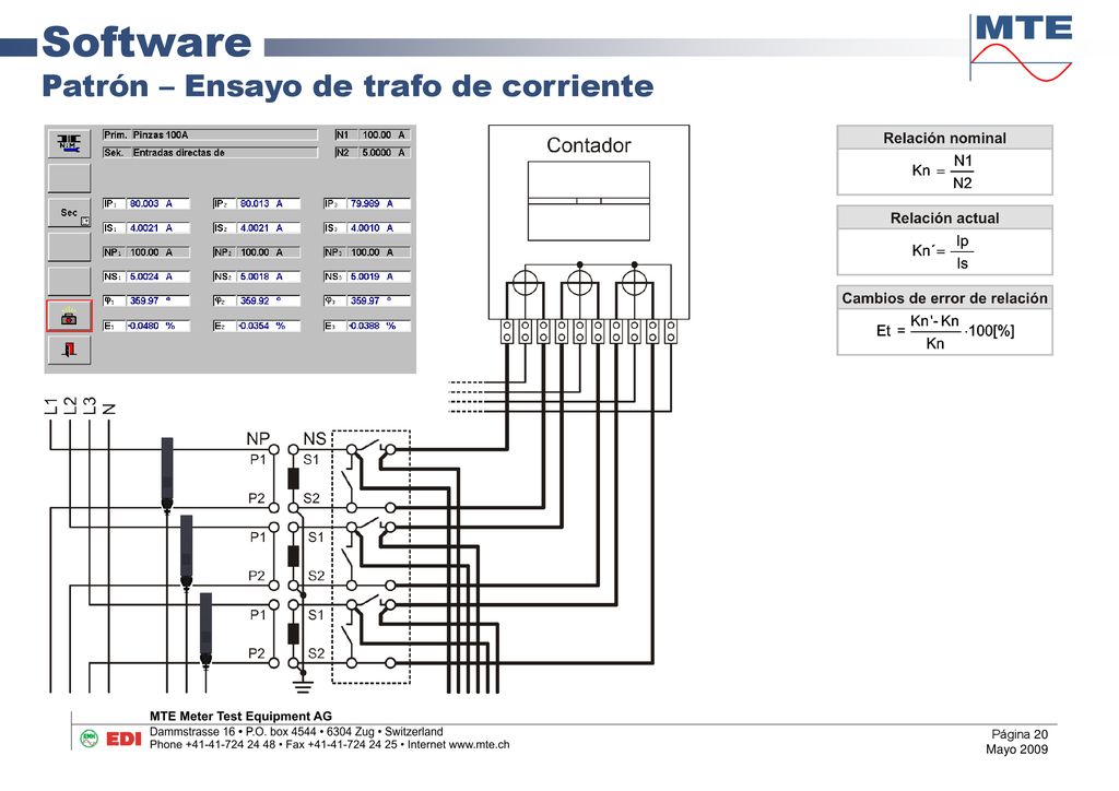 Software Patrón – Ensayo de trafo de corriente
