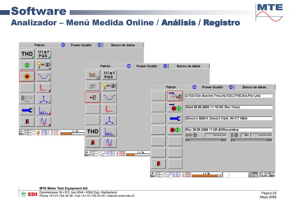 Software Analizador – Menú Medida Online / Análisis / Registro