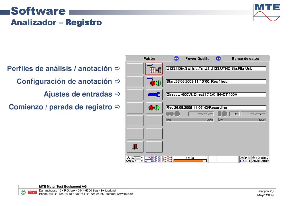 Software Analizador – Registro Perfiles de análisis / anotación 
