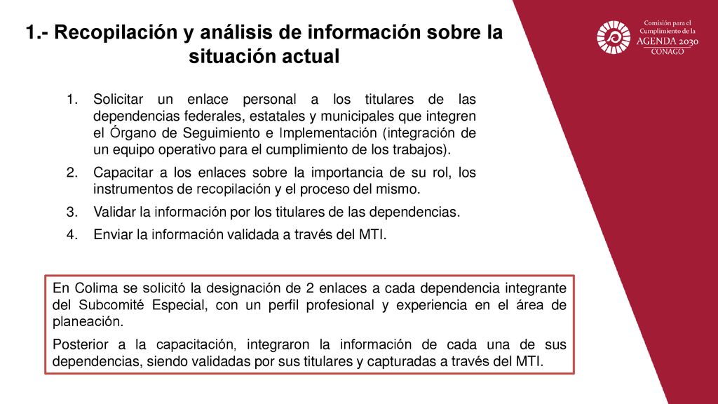 1.- Recopilación y análisis de información sobre la situación actual