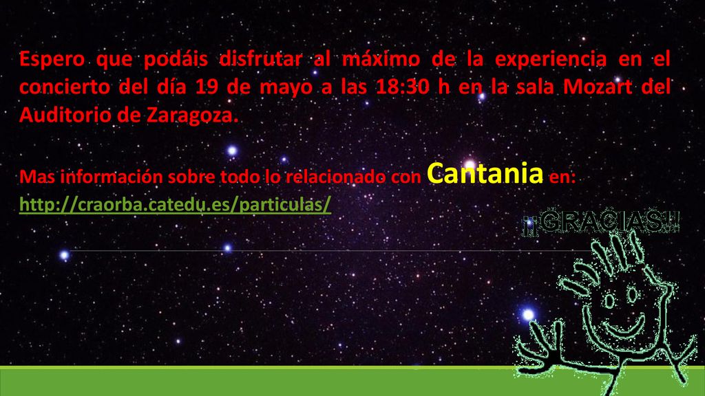 Espero que podáis disfrutar al máximo de la experiencia en el concierto del día 19 de mayo a las 18:30 h en la sala Mozart del Auditorio de Zaragoza.