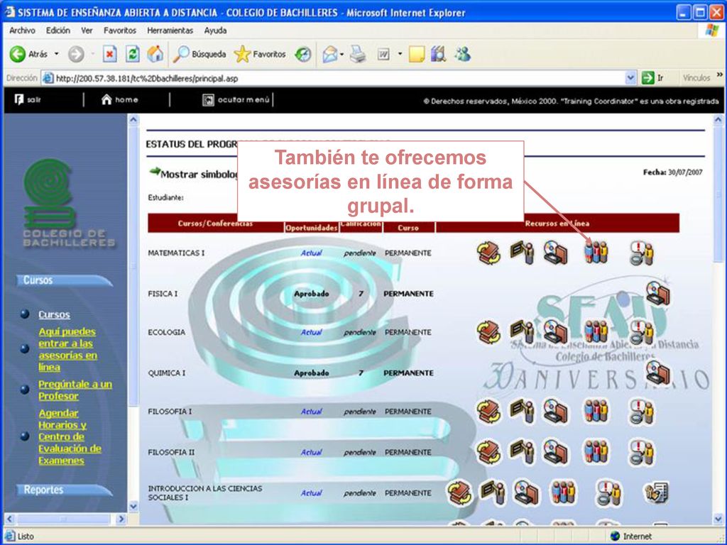 También te ofrecemos asesorías en línea de forma grupal.